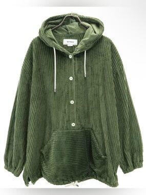 sunnri green wide corduroy velvet hoodie men sz  s oversized